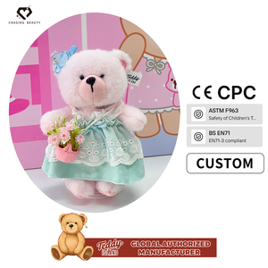 Orsacchiotto di Peluche in Abito a Righe Rosso e Bianco, Regalo per Bambine, Serie Abiti, Supporta Disegni Personalizzati - Product Image 6