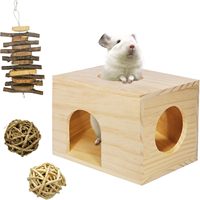 Maisonnette en bois multi-trous pour petits animaux, abri pour chinchilla, cochon d'Inde, hamster, vente en gros