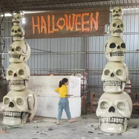 Arche de crâne d'Halloween en fibre de verre de taille réelle, porte d'entrée squelette, accessoire de maison hantée en plein air pour parc à thème