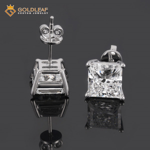 Goldleafgem <b>Fine</b> 1.5CT VVS2 18K White Gold Princess Cut Lab Grown Diamond <b>Stud</b> <b>Earrings</b> Claw Setting <b>Earring</b> Jewelry IGI Report - Product Image 5