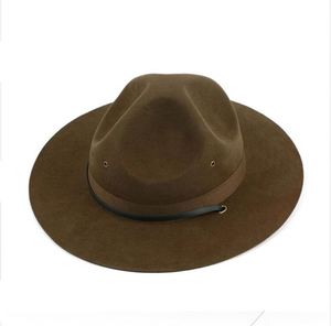 R112 Classical 100% <b>Wool</b> Top Hat Large Brim Fashion US <b>Marine</b> Corps Instructor Jazz Cap Party Four Seasons - Product Image 1