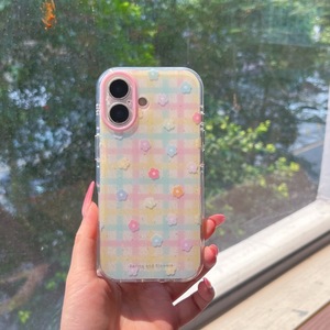 Funda de Teléfono Coreana a Cuadros con Flores 3D de Doble Capa, Linda y Femenina para iPhone 15 16 17 Pro Max - Product Image 3