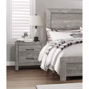 DB Style rustique finition grise 1pc Table de chevet avec 2x tiroirs modernes Design transitionnel Meubles de chambre à coucher pour salon - Product Image 5