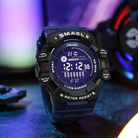Montre de plongée pour homme SMAEL 8050 de haute qualité, en plastique, avec alarme numérique, résistante à l'eau 50 bars, chronographe sportif, chronomètre