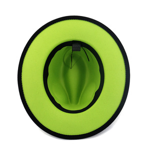 Sombrero <span class=keywords><strong>Fedora</strong></span> de fieltro de lana al por mayor de alta calidad para hombres Sombrero de 2 tonos Sombrero <span class=keywords><strong>Fedora</strong></span> de ala de diferentes colores para mujeres - Product Image 4
