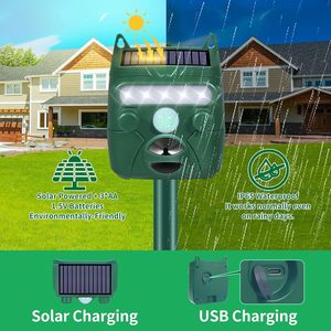 Năng lượng mặt trời siêu âm động vật <span class=keywords><strong>Repeller</strong></span> Hươu răn đe với cảm biến chuyển động và đèn flash scare đi mèo chó Chồn Hôi vườn trang trại sân - Product Image 3