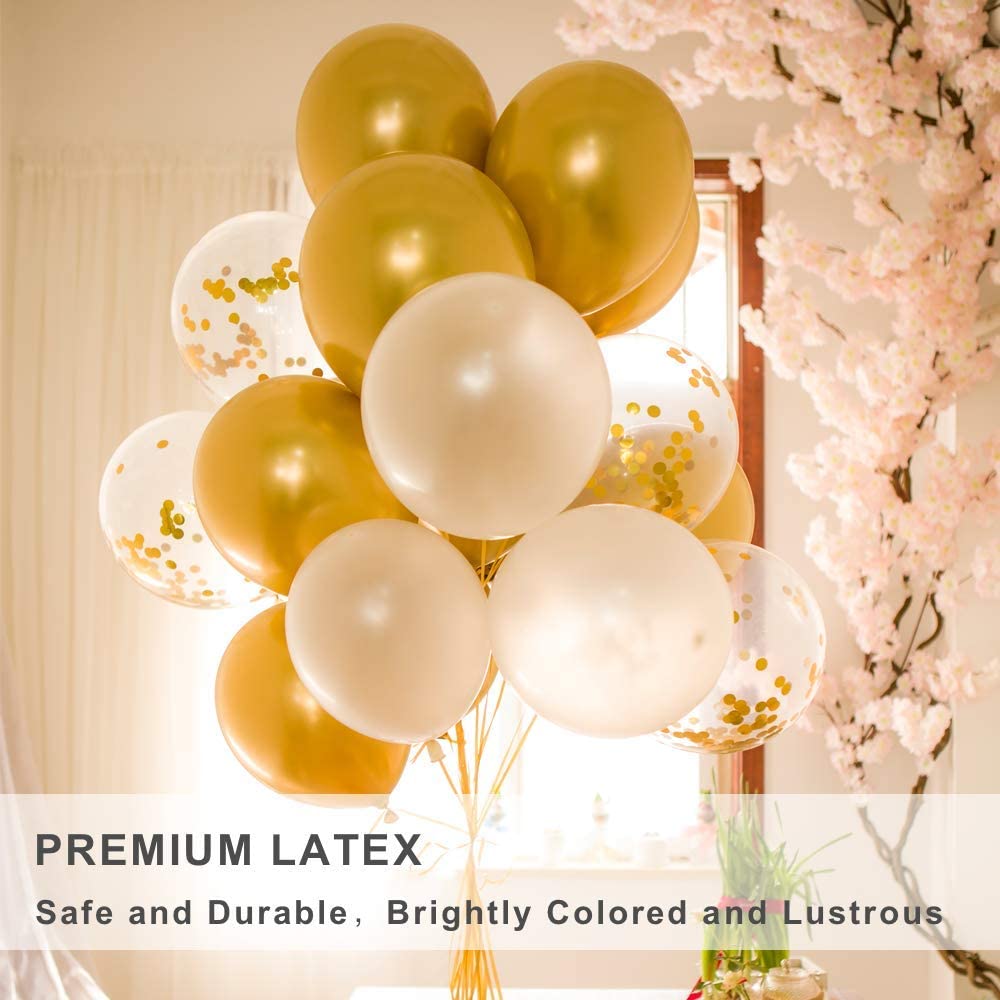 60-Piece Gold Balloons Pack - Metallic Party Balloons For Decorations