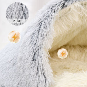 Kleine Ronde Zachte Pluche Pluizige Huisdier <span class=keywords><strong>Bed</strong></span> Semi-Gesloten Kat Nest Grot Voor Honden Comfortabele Ruimte Voor Harige Vrienden - Product Image 2