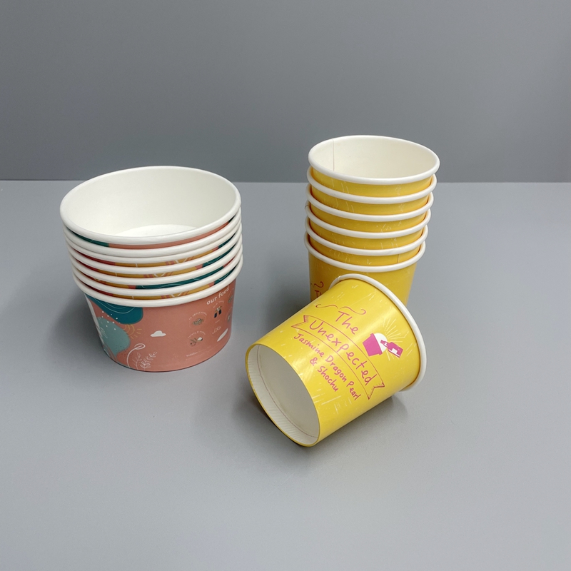 Custom Logo Printed 500ml Disposable Food Grade Paper Ice Cream Cup with Lids for Take Away for Noodles Cookies Hamburgers