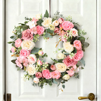 40-50cm Handgemaakte Zijden Elegante Multi-stijl Paas Bloemenkrans Creatieve Lente Daisy Garland Luxe Deurhangdecoratie voor Thuis