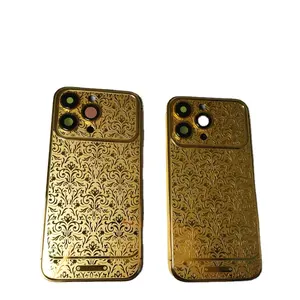 Top fashion profondo intagliato design cover posteriore texture placcato in oro reale alloggiamento accetta custom di lusso del telefono cellulare alloggiamento per iphone