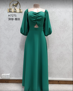 Robe longue à manches lanternes et taille cintrée en Spandex, style ethnique Saoudien et Dubaïote, légère, élégante, pour filles, idéale pour les vacances et les tenues décontractées - Product Image 6