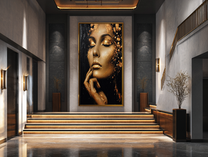 Peinture sur toile sexy de femme africaine <span class=keywords><strong>nue</strong></span> noire et dorée pour la décoration du salon, de la chambre à coucher ou du bureau - Product Image 5