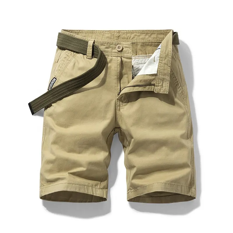 ANSZKTN Mens 100% Cotton Summer Chino Plain Snack Custom Shorts Hombre Casual Blank Short Pants Cargo Shorts For Men