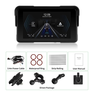 Podofo Écran portable pour moto de 5 pouces avec CarPlay pour iPhone et Android Auto BT IP68 Étanche Capteur de lumière automatique Antivol - Product Image 6