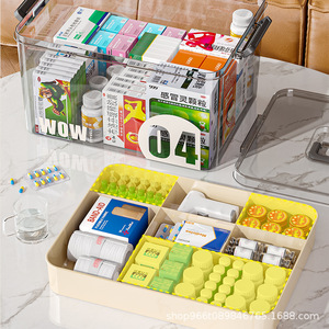 Transparent Double Layer Medicine Box Large Capacity Home First Aid Storage Organizer Pill <b>Case</b> With Lid And Handle - Product Image 3