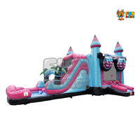 Parque Acuático Inflable de PVC FUN BOUNCE de 2 Carriles, Combo Life Is Good, para Uso Comercial, con Capacidad para Uso en Seco y Mojado