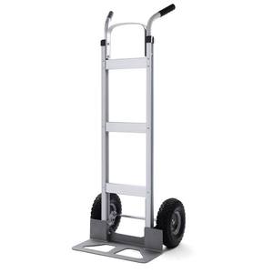 Aluminum Hand <b>Cart</b> 2 Wheel Platform Trolley Durable Utility Dolly for Moving Warehouse Transport Silver Metal Structure - Product Image 1