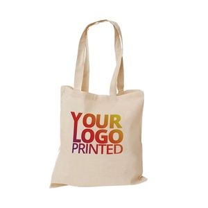 Promotional Gifts Large Capacity Reusable Multi-Function Simple Custom Logo Printed <b>Canvas</b> Tote Shopping Bag with Rope Handle - Product Image 1