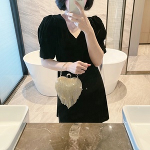 Bolsa de ombro feminina com diamante de borla, para noite, em cristal, para casamento - Product Image 6