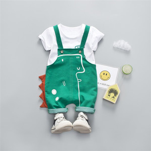 Vêtements à l'ancienne pour enfants Salopette pour garçon et t-shirt blanc uni à col rond Ensemble de costumes de Taïwan Achats en ligne - Product Image 1
