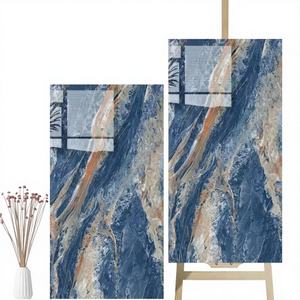 Azulejo de Porcelana Moderno de Lujo, 600*1200, Alto Brillo, Aspecto Mármol Pulido, Antideslizante, para Pisos y Paredes, Baño, Vestíbulo, Hotel, Azul, 10MM - Product Image 1