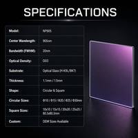 Filtre optique à bande étroite 905 nm, filtre IR à haute transmission OD3 pour capteur LiDAR TOF et photodétecteur