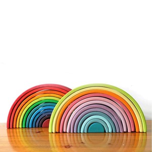 Bloques de construcción de arcoíris, juguetes apilables de madera para niños de 2 a 4 años, juguete educativo con pintura a base de agua - Product Image 3