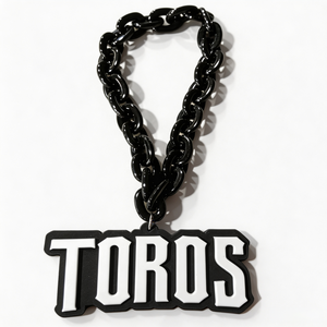 Collier en <span class=keywords><strong>mousse</strong></span> EVA TOROS avec lettres en blocs, pendentif 3D noir et blanc à maillons épais surdimensionnés pour les jours de match des équipes scolaires - Product Image 1