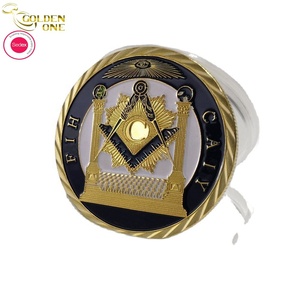 Alta calidad Mason Master Faith Hope recuerdo Chapado en latón antiguo personalizar Moneda de Metal esmalte suave monedas de desafío con acrílico - Product Image 3