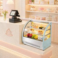 Vitrine Réfrigérée Commerciale en Acier Inoxydable pour Pâtisseries, avec Vitrage à Angle Droit, Réfrigérateur de Comptoir pour Gâteaux, Idéale pour Cafés et Usines