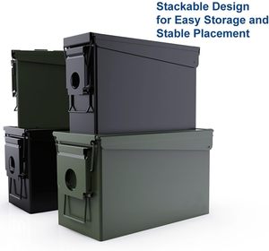 Caixa de Munição de Metal Resistente e Econômica com Alças Reforçadas, Estojo de Armazenamento Multifuncional M19A1 30 Cal - Product Image 5