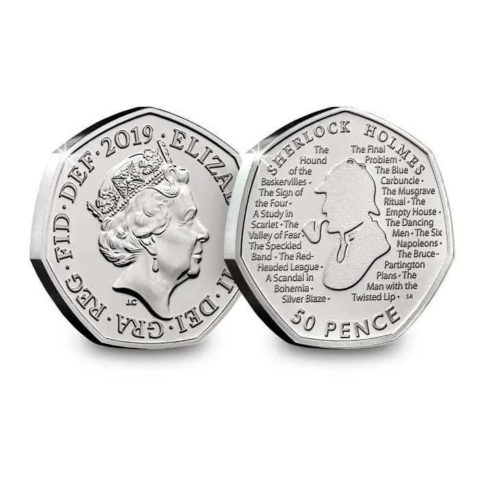WD ebay hot sell commemorative 50 penny coin sherlock holmes 50p value coin