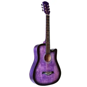 Chinese new musical instruments 38inch purple acoustic guitar with 6 strings