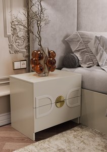 Ensemble de meubles de chambre à coucher élégant en or blanc, lit, miroir, armoire, commode, collection de meubles contemporains Santino WOODEX - Product Image 3