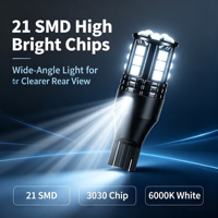 Ampoule LED de recul T15-3030-21SMD 21SMD 6000K Blanc Canbus Sans Erreur T15 921 W16W pour feux de stationnement et de recul auto