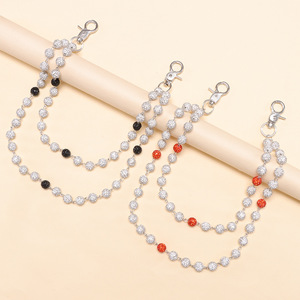 yueli Women's Waist Chain <b>Ceramic</b> Rhinestone Ball Beads Double <b>Ring</b> Hip Hop Style Daily Wear Fashion Body Chain - Product Image 4