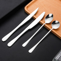 Cuillère à glace à manche allongé en acier inoxydable 304, cuillère à mélanger, cuillère de bar, couteau de table de style occidental, couteau à steak, finition miroir