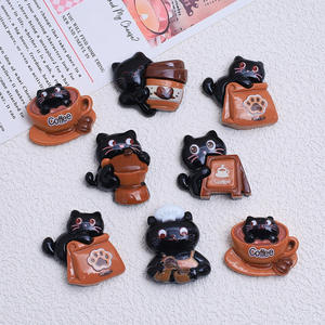 Mignon café chat dessin animé <span class=keywords><strong>bricolage</strong></span> résine pince à cheveux <span class=keywords><strong>bricolage</strong></span> trou chaussures <span class=keywords><strong>fleur</strong></span> indésirable téléphone pendentif accessoires - Product Image 3