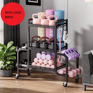 All-in-One Home Gym Workout Organizer with Steel <b>Weight</b> Rack Yoga Mat Storage Wheels Hooks-<b>Dumbbell</b> Equipment Storage Solution - Product Image 2