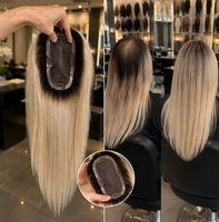 2026 Topper Mono 3x6 Blanc, 100% Cheveux Humains, Postiche à Clipser pour Femmes aux Cheveux Fins, Base Invisible Effet Cuir Chevelu Naturel