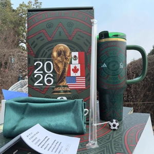 Nouvelle Tasse Isotherme de Voyage à Isolation Sous Vide avec Impression d'Équipe Sportive Mexicaine et Américaine, Football, Soccer, avec Boîte Cadeau - Product Image 2