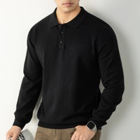 Kaos Polo Pria Mewah 100% Wol Estetika Old Money 3 Kancing Rajutan Warna Oatmeal Potongan Rapi Kaos Polo Bordir Pria