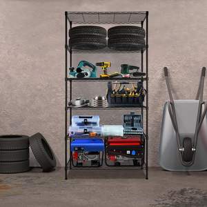 כרום מתכת אחסון מתלה <span class=keywords><strong>6</strong></span> שכבת שכבה שכבת מדף מתכווננת המוסך חוט מדפים - Product Image 4