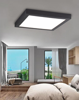 Plafonnier LED carré moderne ultra-plat en aluminium 24W 2000LM IP20 sans scintillement, panneau lumineux fin de 30 mm à montage en surface pour la maison