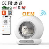 Bac à litière pour chat automatique rond, autonettoyant, fermé, électrique, avec capteur intelligent, application, OEM, vente en gros