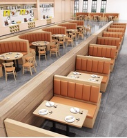 Ensemble de salle à manger commercial moderne pour les restaurants de poulet frit, personnalisable, avec banquette murale semi-circulaire