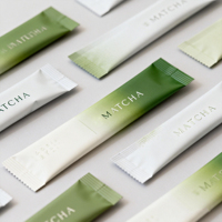 Sachet en plastique thermoscellable à impression numérique pour thé vert matcha, sachet debout pour poudre de matcha, fermeture éclair refermable