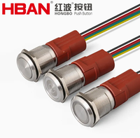 HBAN Interrupteur à bouton-poussoir métallique éclairé par LED, courant élevé 10A, pour station de charge, alimentation 1NO1NC, momentané/verrouillable, étanche IP67
