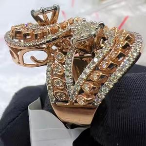 Luxueuse bague de fiançailles en diamant véritable 14K 18K or massif certifié tiers coupe brillante intemporel fait à la main bague de mariée cadeau - Product Image 4